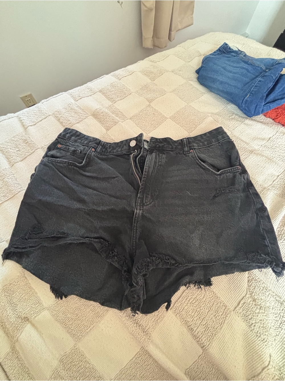 Primark Black Distressed Denim Shorts